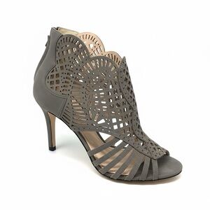 Klub Nico Mirelle 3 Laser Cut Detail Gray Charcoal Heel Peep Toe Size 9 Scallop